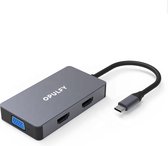 Opulfy - USB C Hub 5 in 1 - USB C hub - 2 x HDMI – VGA - USB-C Opladen – USB 3.0 – Power Delivery - USB Splitter - HDMI - USB hub - Laptop - Thunderbolt 3