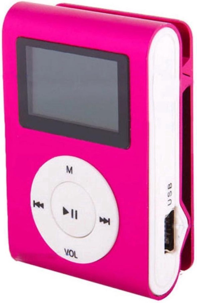 Jumada's roze MP3-Speler Roze, met Clip en Oordopjes - Jumada