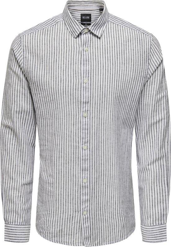 ONLY & SONS ONSCAIDEN LS STRIPE LINEN SHIRT 6601 Heren Overhemd - Maat XL