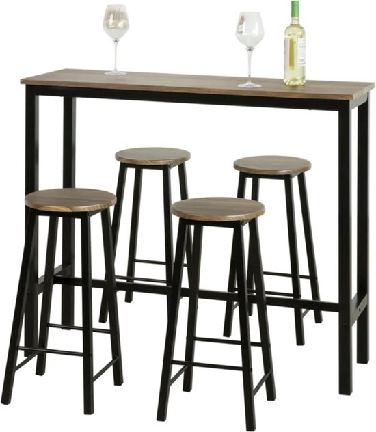 Table de bar Simpletrade - Avec 4 chaises - Table haute - 120 x 100 x 40 cm  | bol