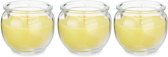 Ibergarden Citronella kaars in houder - 3x - glas - anti muggen - 20 branduren