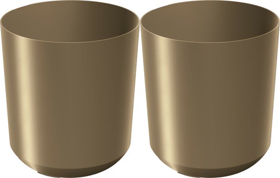 Prosperplast Plantenpot/bloempot Babylon - 2x - kunststof - buiten/binnen - goud - D39 x H39 cm