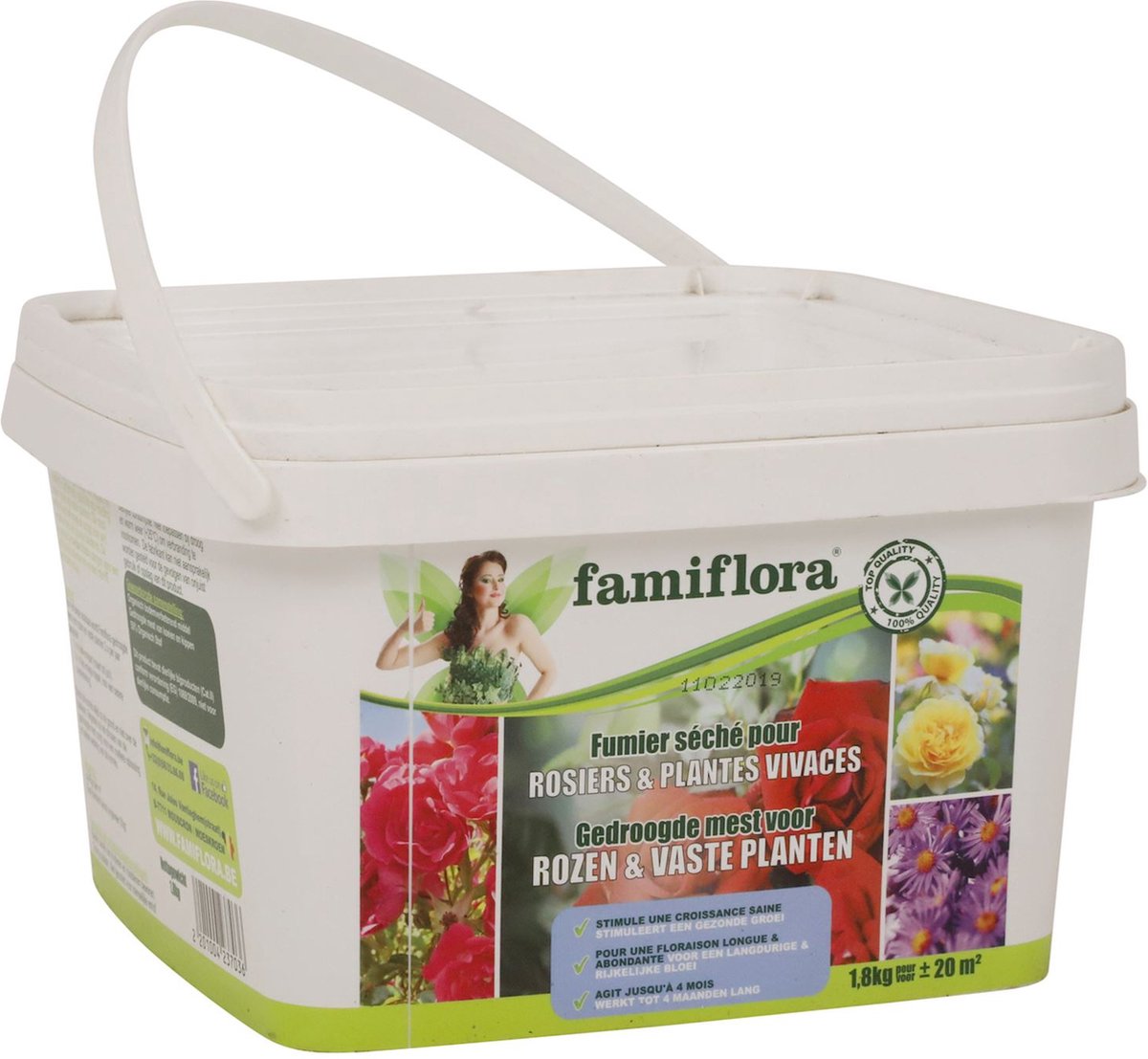 Famiflora gedroogde mest voor rozen & vaste planten 1,8 kg (20 m²)