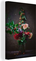 Tableau toile Dahlia - Couleurs - Nature morte - 20x30 cm - Décoration murale