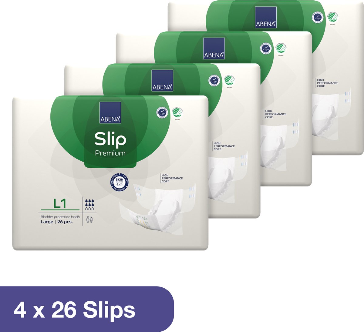 Goedkoopste ABENA Incontinentie Slip Premium L1 - Eendelig Verband ter Bescherming van Zwaar Urineverlies en (Dunne) Ontlasting - Perfecte Aansluiting door Flexibele Sluitstrips - 104 Stuks