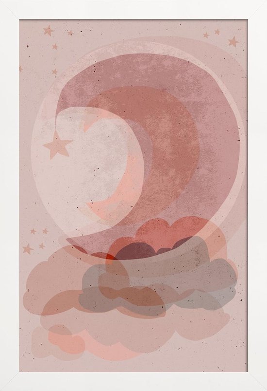 JUNIQE - Poster in houten lijst Gentle Moon -20x30 /Roze