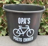 Emmer - 12 Liter- Met tekst: Opa's fiets poets emmer - mountainbike - wielrennen - e bike - Ebike - E-Bike - opa - kleur Oranje - cadeauKado - Verjaardag - Feest - Feestje - Partij - Partijtje - Feesten - Poetsen - Jarig Feestelijk - Tuinieren - Tuin