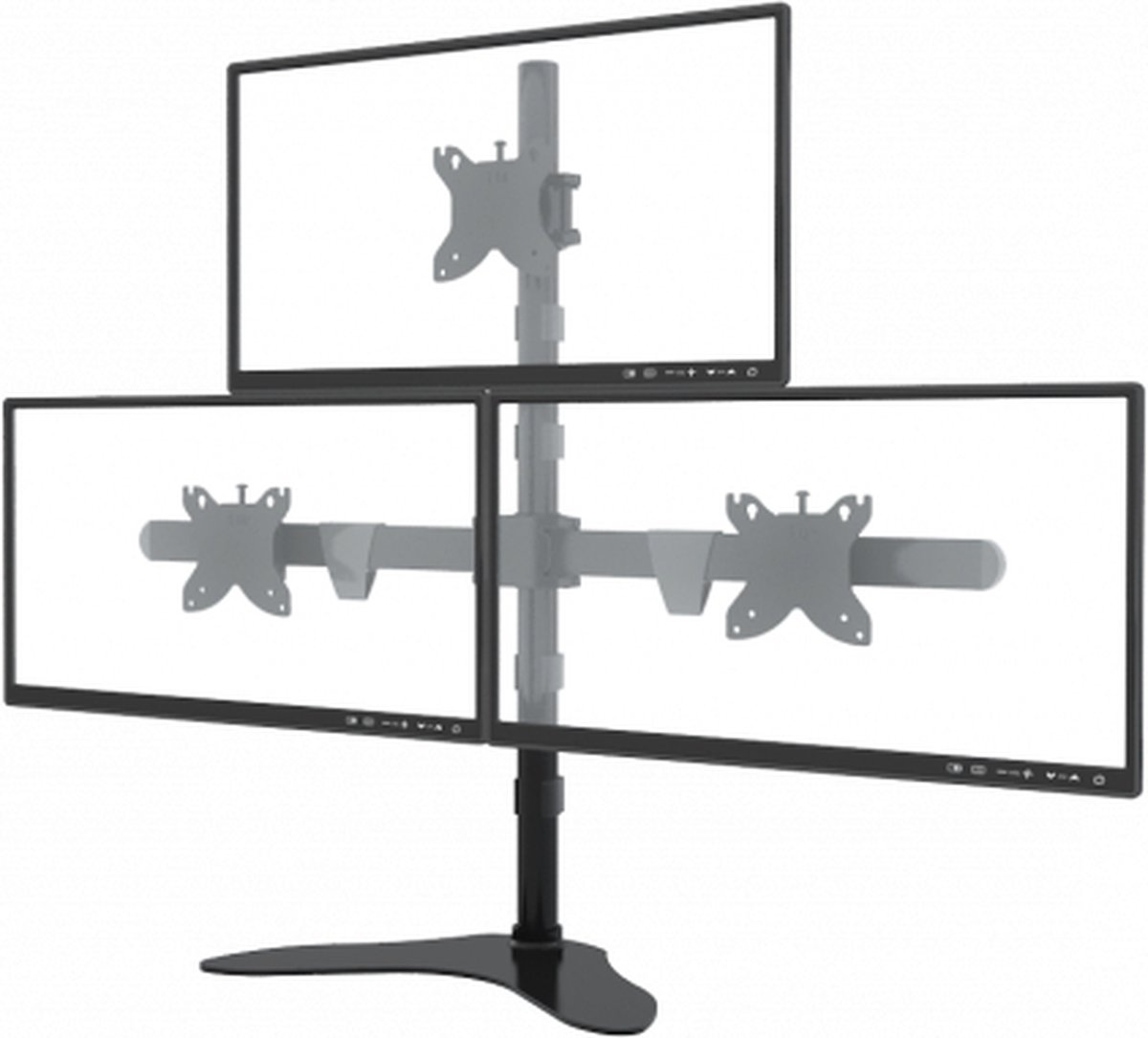 Eaglemounts - EM-U3 - Drievoudige Monitor Vrijstaande Bureausteun voor 15'' - 30'' beeldschermen Max. 10kg per beeldscherm