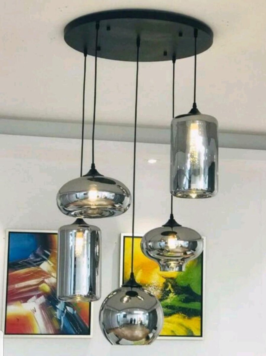 MBC Light - 5Lichts - mix smoke bollen - Bulbs - ronde zwart plaat - 60cm dia - 180cm lang