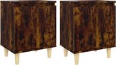 vidaXL - Nachtkastjes - 2 - st - met - houten - poten - 40x30x50 - cm - gerookt - eiken