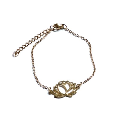 Wellness-House | Armband Golden Lotus | RVS Armband | Lotusbloem | Lotus Armband | Goudkleurig | Polsmaat tot 20,5 CM | Innerlijke Groei | Verlichting | Unisex Armband | Vriendschapsarmband | Zen | Zen Sieraad