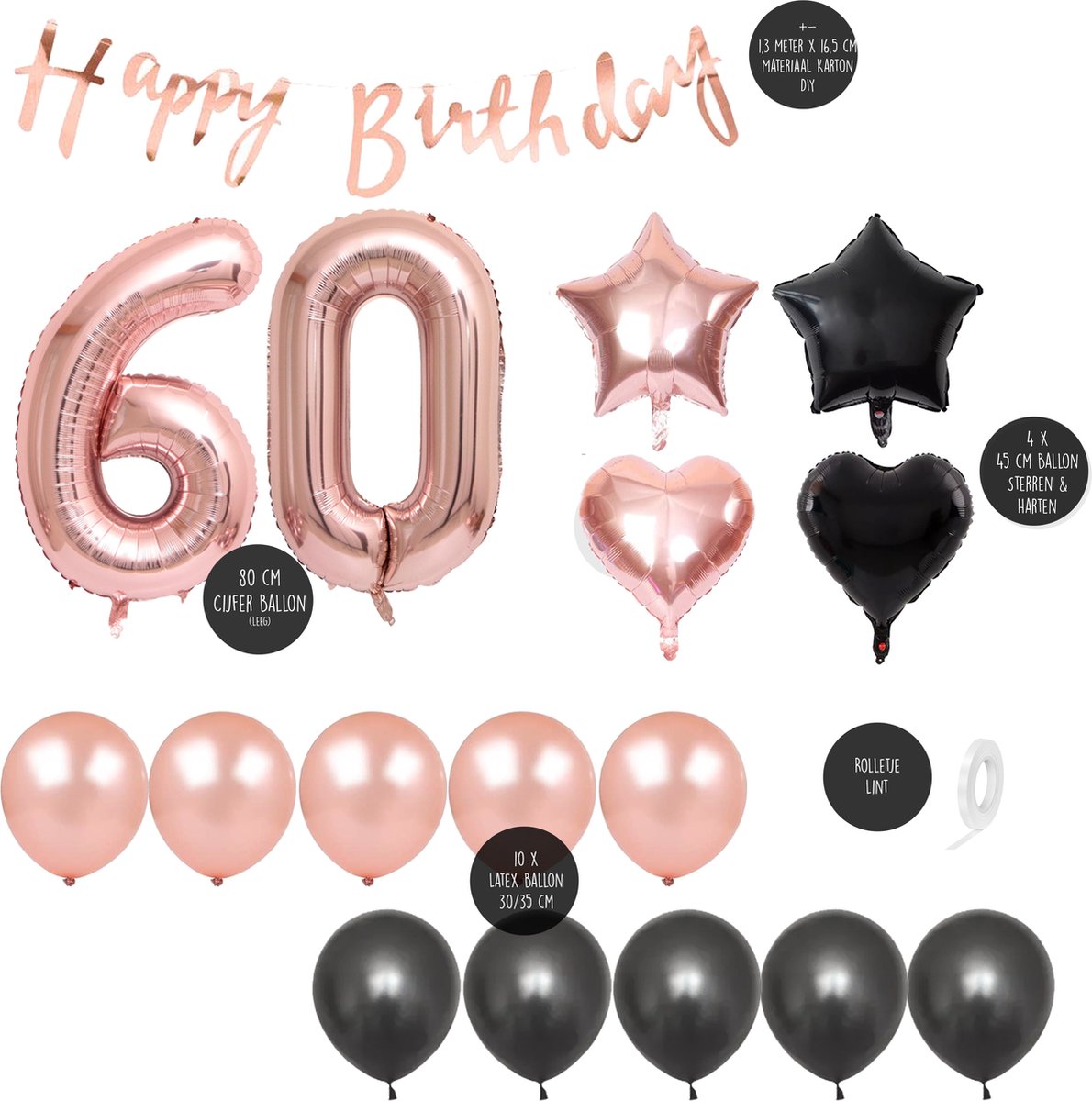 Numéro Ballon 60 Ans Rose Or Rose Bouquet De Pearl * Hourra 60 Ans