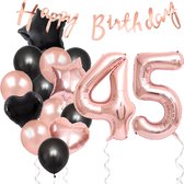 Snoes Ballonnen 45 Jaar Feestpakket – Versiering – Verjaardag Set Liva Rose Cijferballon 45 Jaar - Heliumballon