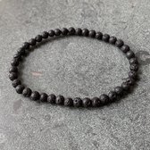 Armband - natuursteen - Lava - 4 mm 19 cm