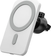 Draadloze Auto MagSafe Oplader - Snelladen voor iPhone 12, 13 & 14 - 360° Rotatie voor Navigatie - Auto-Lock Mechanisme voor Veilige Bevestiging - Compatibel met meeste Auto Roosters - Wit