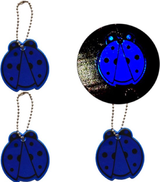 Reflecterende sleutelhanger - 2 stuks - Lieveheersbeestje - Blauw