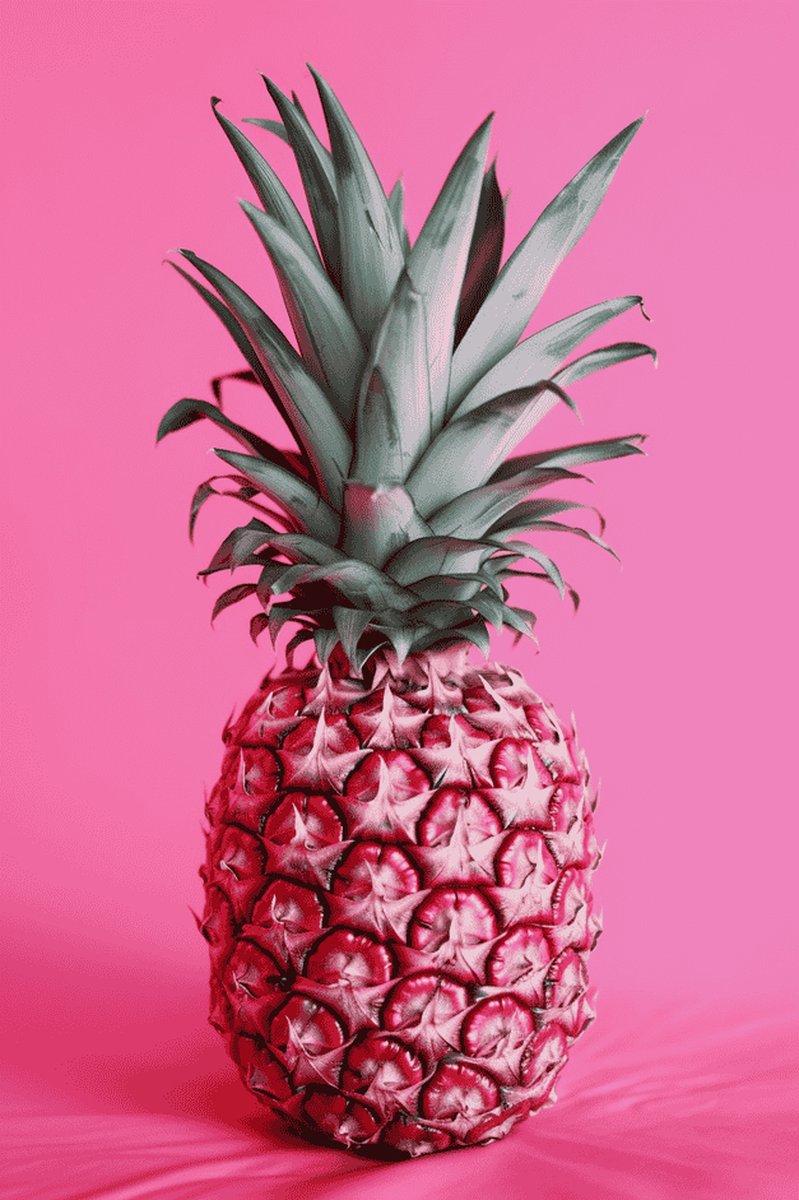 Roze Ananas Poster - Ananas - Pink Pineapple - Woondecoratie - posters - formaat 50x70cm - S530YR