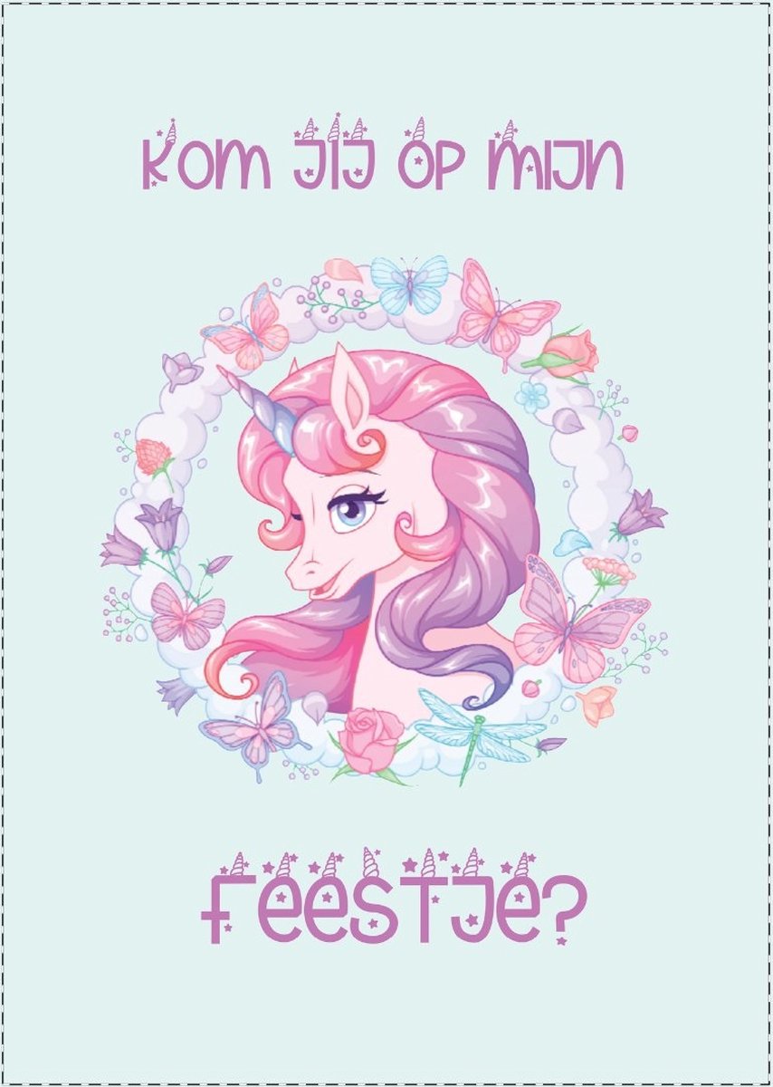 10x Uitnodiging kinderfeestje Unicorn - 10 stuks - uitnodigingskaarten - uitnodiging verjaardag - uitnodiging feest - kinderfeestje eenhoorn style - uitnodiging kinderfeestje meisjes - uitnodiging feestje - roze - A6 formaat - meisjes kaart