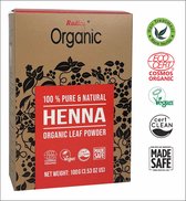 Radico ORGANIC HENNA Rood 100% Natuurlijke BIO Organic Haarverf Zonder Ammoniak. Ammonia. PPD. PTD. Peroxide. Waterstofperoxide etc. met o.a. ECOCERT 100g