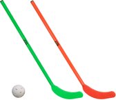MDsport - Unihockeystick - Kort - Set - 2 sticks + 1 bal - Groen / Rood - Basis onderwijs