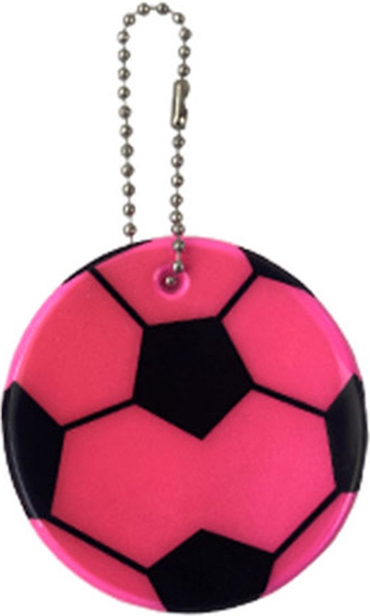 Reflecterende sleutelhanger - 1 stuks - Voetbal - Roze