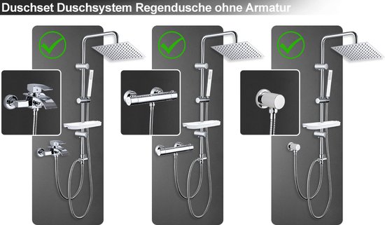 Regendoucheset Chroom Opbouw - Waterbesparend