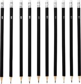 HB potloden met gum - Zwart / Wit - Hout - 18,5 cm - 10 Stuks - Office School pencils
