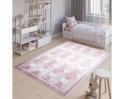 Tapiso Emma Vloerkleed Kinderkamer Kindertapijt Roze Meisje Tapijt Maat- 160x230