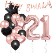 Snoes Ballons 21 Years Party Package - Décoration - Set d'anniversaire Liva Rose Number Balloon 21 Years - Ballon à l'hélium