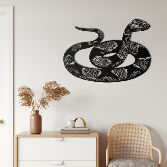 Décoration murale | Serpent / Serpent | Métal - Art mural | Décoration murale | Salle de séjour | Decor extérieur |Noir| 90x65cm