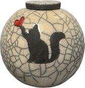 Kattenurn van keramiek - uniek - raku gestookt - inhoud 225ml