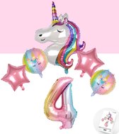 * Snoes * Unicorn * Licorne Rainbow -en-ciel XL * Quatrième anniversaire * Hourra 4 ans * Anniversaire * Numéro de Ballon 4