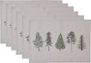 Clayre & Eef Placemats Set van 6 50x35 cm Beige Groen Katoen Rechthoek Dennenbomen