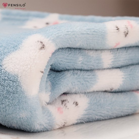 FENSILO - Babydeken – Dekbed - 94 x 72 cm - Babydekbed Blauw– dekbed, kinderdeken, knuffeldeken, sprei, pluche, warm, 94 x 72 cm, voor pasgeborenen, kruipdeken