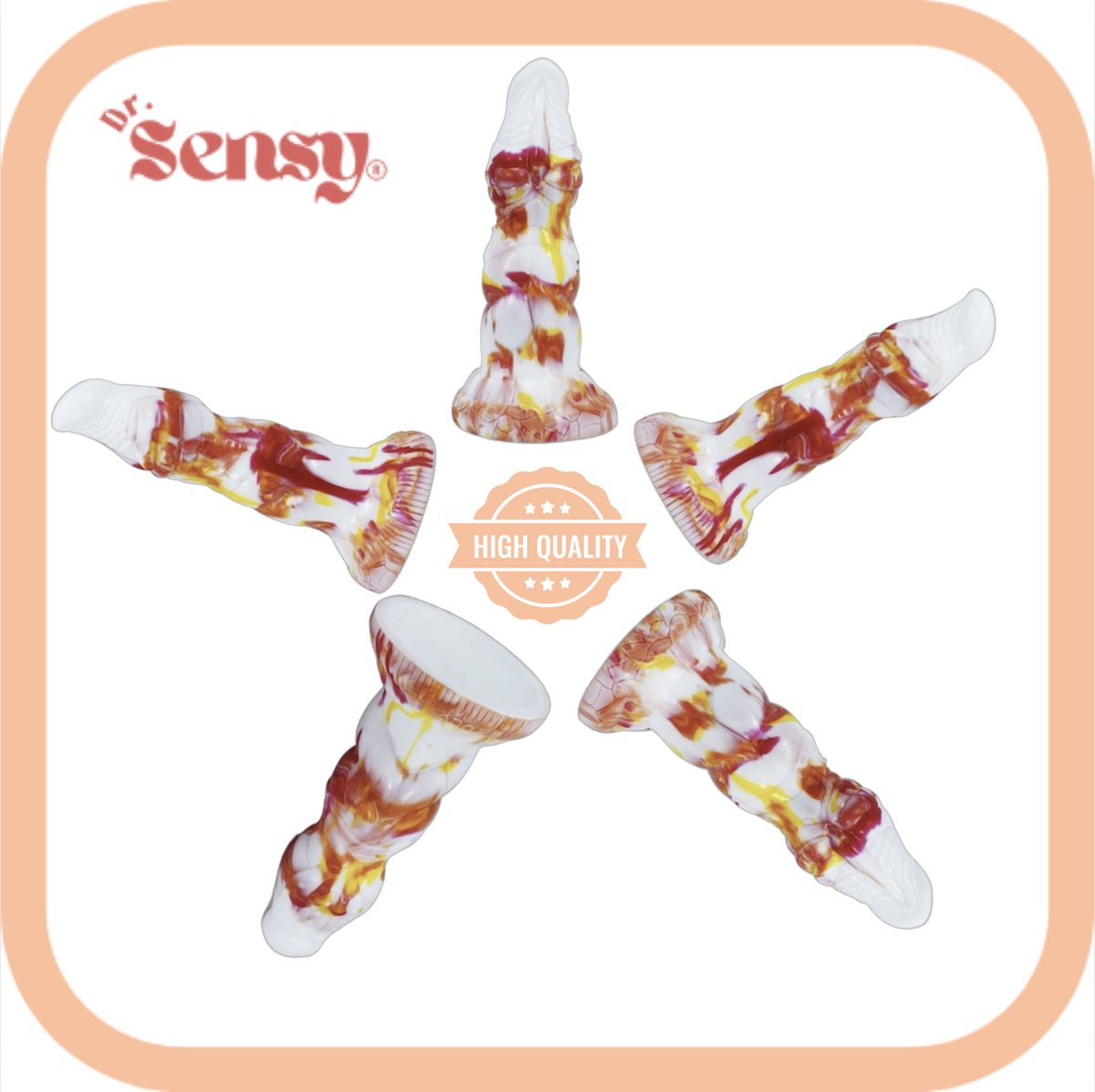 Goedkoopste Dr. Sensy Special Edition Dildo HaeChi - Wit/Rood/Geel - Dildo met Zuignap - Seksspeeltjes - 21cm x 6cm - Dildo Mannen Anaal - Dildo Vaginaal