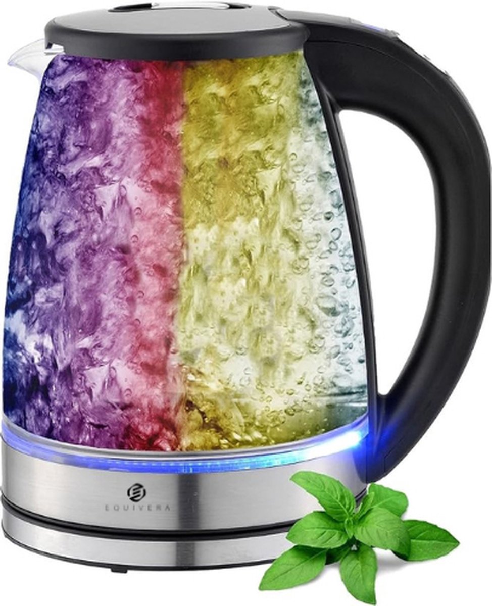 Equivera Waterkoker - Waterkoker - Glas en Roestvrijstaal - LED-Verlichting - Warmhoudfunctie - Automatische Uitschakeling - Overhittingsbeveiliging
