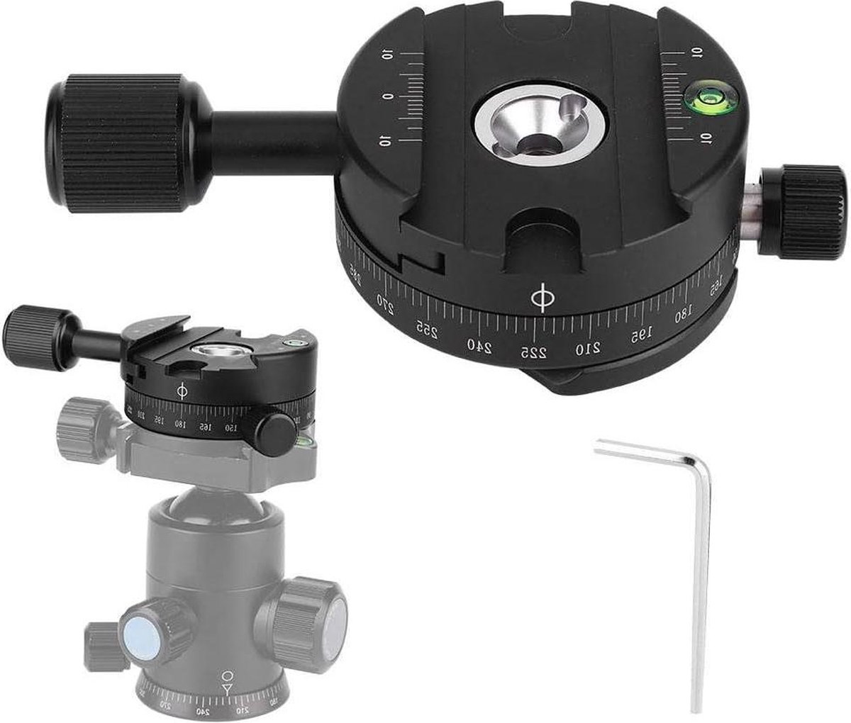 360 ° draaibare panorama-statiefkop met 3/8 inch schroef - Arca Clamp - 5 kg draagkracht