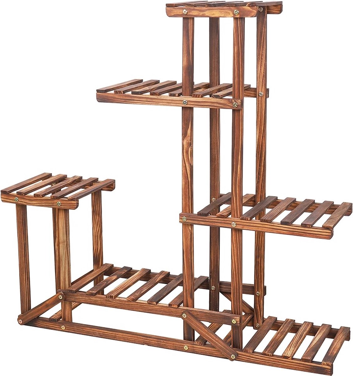 LaVida Planten standaard 5 laags 95x25x96 cm Planten houder Planten zuil Binnen buiten Hout