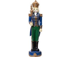 Chique notenkraker met gouden kroon en dirigeerstok - Blauw - 62 cm