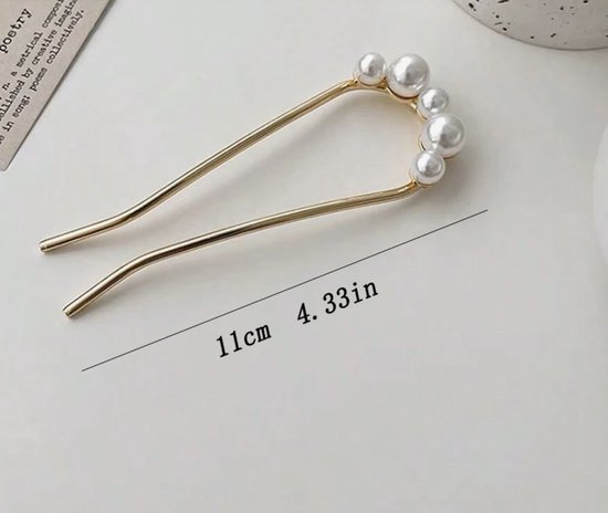 Ornement de cheveux sur une grosse épingle de couleur dorée ornée de perles de couleur ivoire de différentes tailles, notamment pour un chignon ou un twist (mariage, communion, cosplay, sortie, Kpop, kawaii)