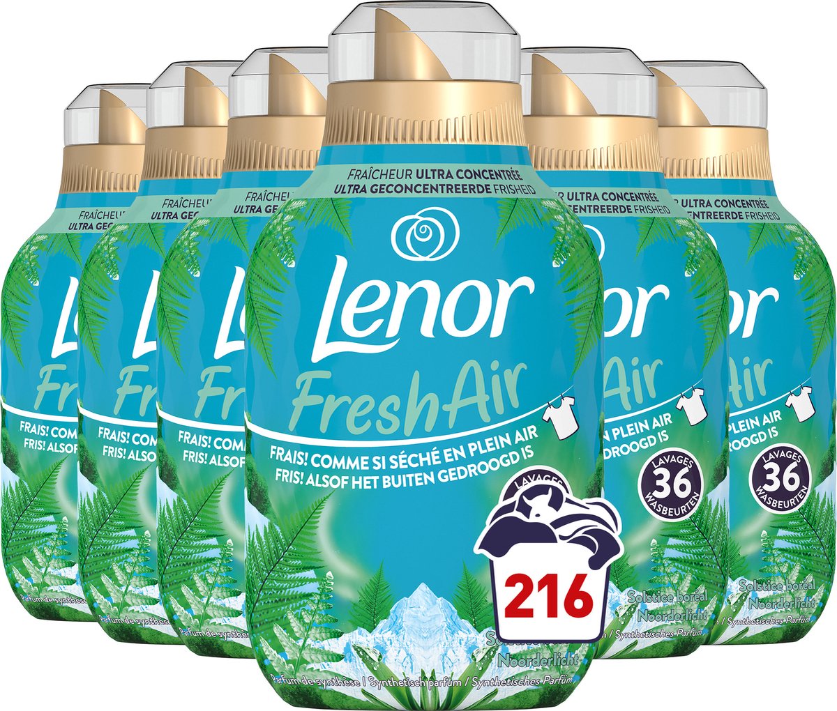 Goedkoopste Lenor Fresh Air Noorderlicht Wasverzachter - 6 x 36 Wasbeurten - 6 x 504ml