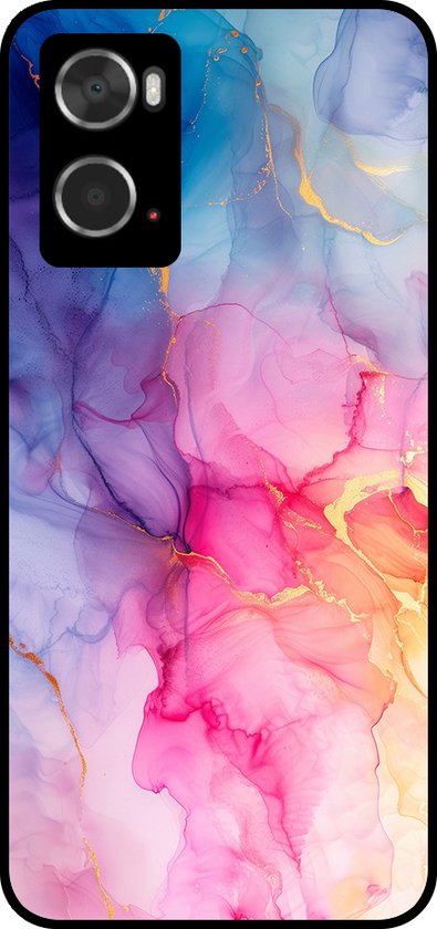 Coque de téléphone Smartphonica compatible avec Oppo A36 / A76 / A96 avec imprimé marbre - Coque arrière en TPU motif marbre - Arc-en-ciel compatible avec Oppo A36, Oppo A76, Oppo A96