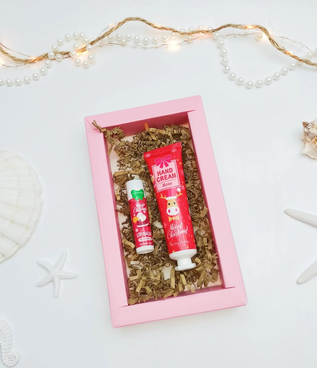 Goedkoopste Huidverzorging geschenkset 2 stuks Rose - Hawsaz.nl Cadeau - Hand en lip set - Cadeausets voor dames - Verwenpakket - Hand Cream & Lip Therapy Cadeauset - verzorgingsproducten - Hand en lip set Kerstcadeau