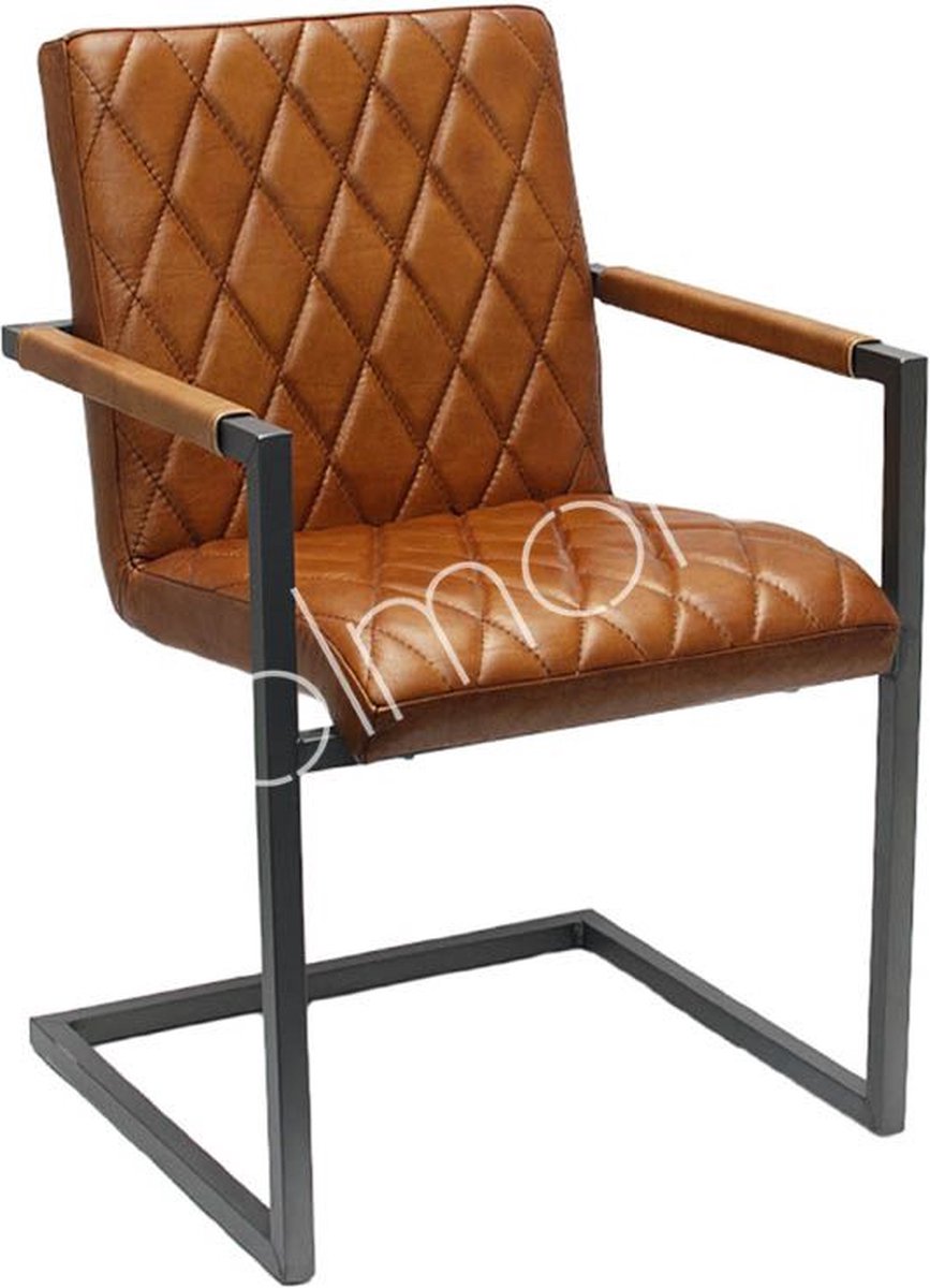Colmore by Diga chique design leren eetkamerstoel in de kleur cognac 55 x 56 x 84 cm