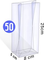 50x Uitdeelzakjes - 80 x 50 x 250mm | Blokbodemzakjes transparant | Plastic Zakjes | Cellofaanzakjes | Uitdeelzakjes transparant | Uitdeelzakjes voor kinderen | Cadeauzakjes | Inpakzakjes | Traktatie zakjes | Verpakkingszakjes voor Uitdeelcadeaus