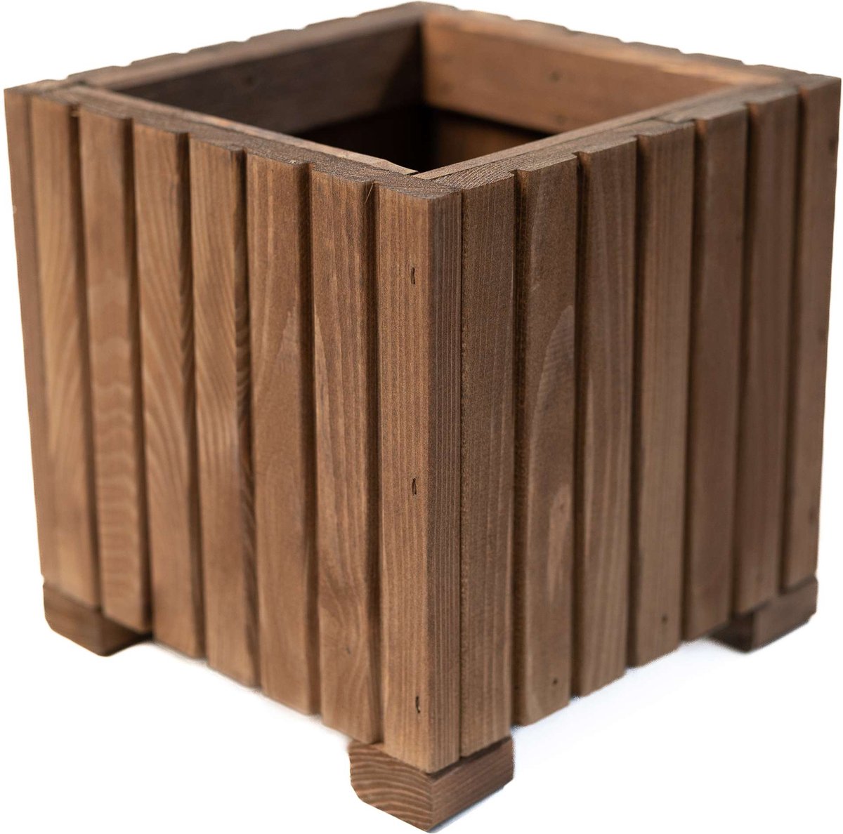 Houten bloembak | Plantenbak | Bloempot 25 x 25 x 25 cm | Kruidenpot | Bloempot met kunststof inzetstuk | Waterdicht | Donkerbruin