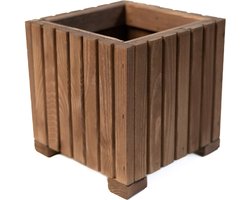 Houten bloembak | Plantenbak | Bloempot 25 x 25 x 25 cm | Kruidenpot | Bloempot met kunststof inzetstuk | Waterdicht | Donkerbruin