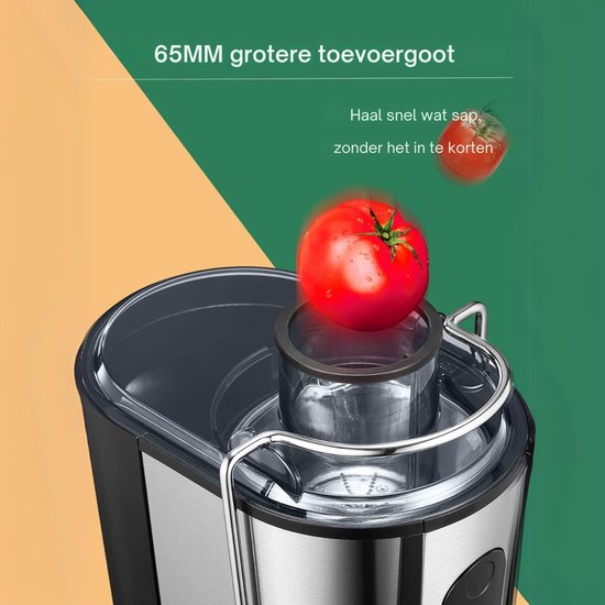 Professionele Juicers - Sapcentrifuge voor Groenten & Fruit - Juicer Met 0.65 L Sapbeker en Pulpreservoir - 2 Snelheden - 600W - RVS / Zwart — afbeelding 4