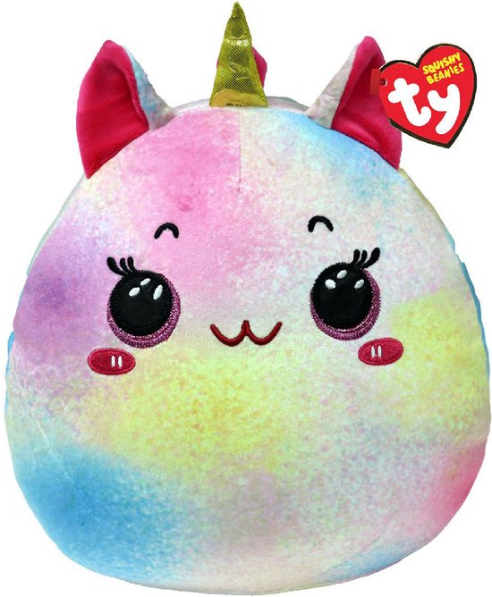 TY Cassidy Cat Squish-a-Boo, 35,5 Cm, Peluche Douce Pour Enfant, Chat Beige, Jouet Câlin Collection Beanie Boo