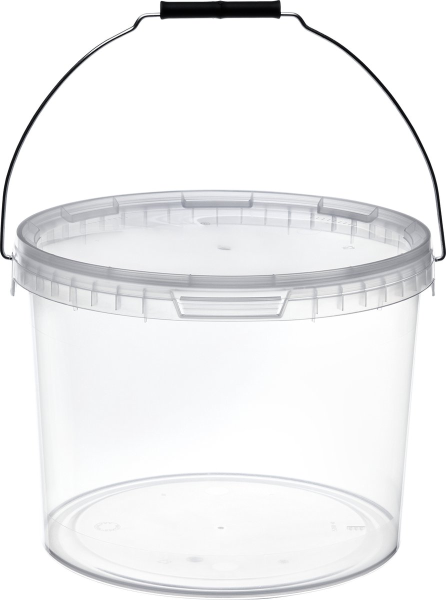 Goedkoopste 100x stuks - 10 L - Garronda Emmer Met Deksel - Verpakkingsemmer - Emmertje - Rond - Transparant GD-PL-BIS-Tra